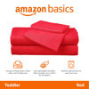 Picture of Amazon Basics Kid's Soft Easy-Wash Lightweight Microfiber 3-Piece Sheet Set, Toddler, Red, Solid