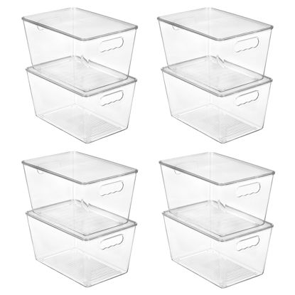 Picture of Vtopmart 8 Pack Clear Stackable Storage Bins with Lids, Large Plastic Containers with Handle for Pantry Organization and Storage,Perfect for Kitchen, Fridge, Cabinet, Bathroom Organizer