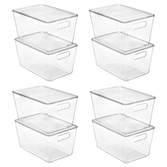 Picture of Vtopmart 8 Pack Clear Stackable Storage Bins with Lids, Large Plastic Containers with Handle for Pantry Organization and Storage,Perfect for Kitchen, Fridge, Cabinet, Bathroom Organizer