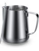 Picture of Milk Frothing Pitcher, 20oz Steaming Pitcher Stainless Steel Espresso Machine Accessories for Coffee Bar, Cappuccino Barista Tools Milk Jug Steamer Frother Cup with Decorating Latte Art Pen