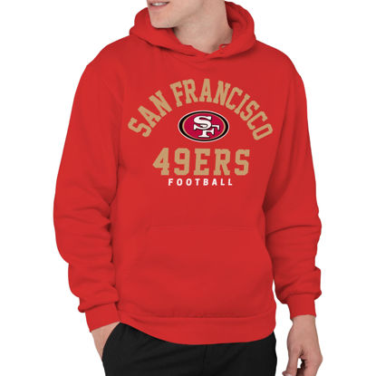 Picture of Junk Food Clothing x NFL - San Francisco 49ers - Classic Team Logo - Unisex Adult Pullover Fleece Hoodie for Men and Women - Size X-Large, Red