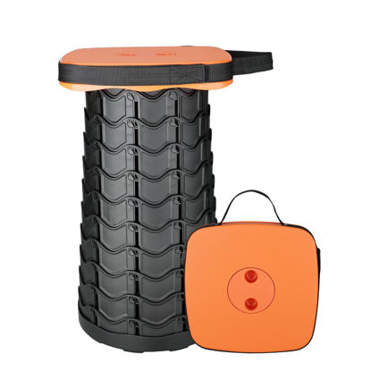 Picture of Boreeman Collapsible Stool, Square Portable Stool, Lightweight Yet More Sturdy with Load Capacity 400lbs, Upgraded Foldable Stool for Camping Fishing Hiking BBQ (Square Orange)