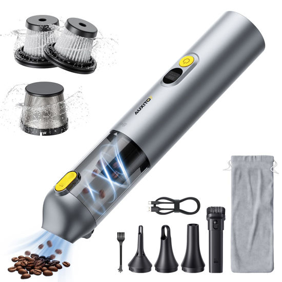 Picture of AUXITO Car Vacuum Cleaner - Portable Handheld Vacuum Cleaner 14000Pa Suction Power, Blow & Suction 2 in 1 Mini Vacuum Cleaner Hand Held Vacuum for Car, Home, Pet, Office (Silver)