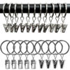 Picture of AMZSEVEN 100 Pack Curtain Rings with Clips, Drapery Clips with Rings, Hangers Drapes Rings 1.26 Inch Interior Diameter, Fits up to 1 Inch Curtain Rod, Silver