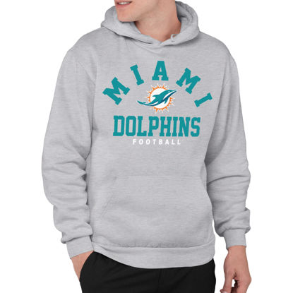 Picture of Junk Food Clothing x NFL - Miami Dolphins - Classic Team Logo - Unisex Adult Pullover Fleece Hoodie for Men and Women - Size XX-Large , Grey