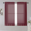 Picture of OWENIE Sheer Curtains 45 inches Long, Light Filtering Tiers Curtains Sheers for Kitchen, Bedroom, Short Curtains Panels Rod Pocket 2 Panels, Cafe Curtains Small Window, 42" W x 45" L, Burgandy