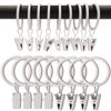 Picture of AMZSEVEN 100 Pack Curtain Rings with Clips, Drapery Clips with Rings, Hangers Drapes Clip Rings 1.26 inch I D, Ring Clips Fits up to 1 inch Curtain Rod, White