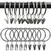 Picture of AMZSEVEN 100 Pack Metal Curtain Rings with Clips, Drapery Clips Hooks, Decorative Curtain Rod Clips Hangers 1.5 Inch Interior Diameter Eyelets, Silver
