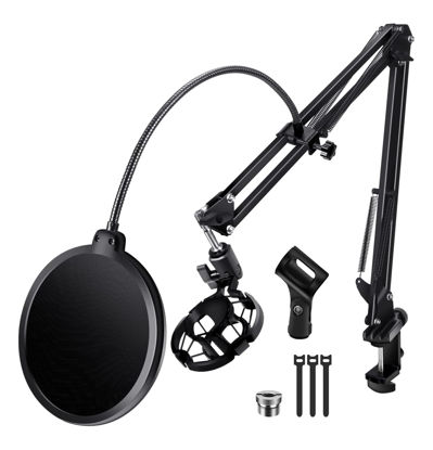 Picture of BILIONE Microphone Stand, Mic Boom Arm Stand for Blue Yeti QuadCast S SoloCast Snowball AM8 and other Mics, with Shock Mount Pop Filter Mic Clip Holder Cable Ties, Broadcasting and Recording.Game