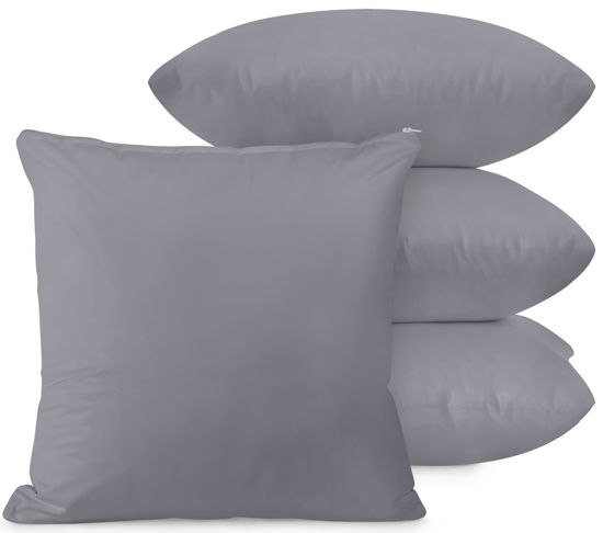 Picture of Utopia Bedding Zippered Waterproof Throw Pillow Protectors (No Pillow Inserts), European (Pack of 4, Grey), Bed Bug Proof Decorative Pillow Encasement Covers for Outdoors, Bed, Couch 26 x 26 inches