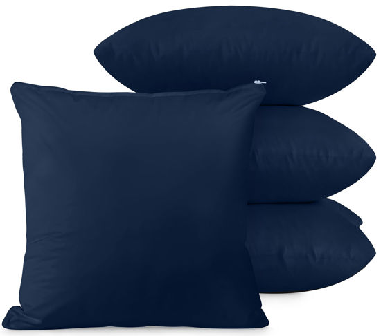 Picture of Utopia Bedding Zippered Waterproof Throw Pillow Protectors (No Pillow Inserts), European (Pack of 4, Navy), Bed Bug Proof Decorative Pillow Encasement Covers for Outdoors, Bed, Couch 26 x 26 inches