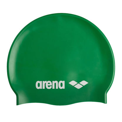 Picture of Arena Classic Unisex Soft Silicone Swim Cap for Women and Men, Intensive Training and Racing Comfortable Non-Slip Long Hair Swimming Hat, Green