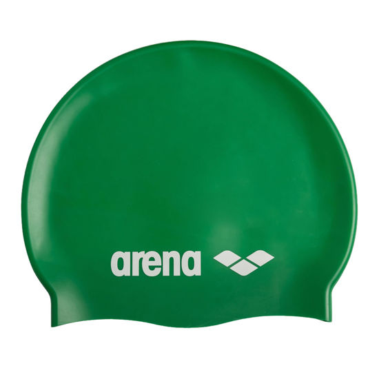Picture of Arena Classic Unisex Soft Silicone Swim Cap for Women and Men, Intensive Training and Racing Comfortable Non-Slip Long Hair Swimming Hat, Green