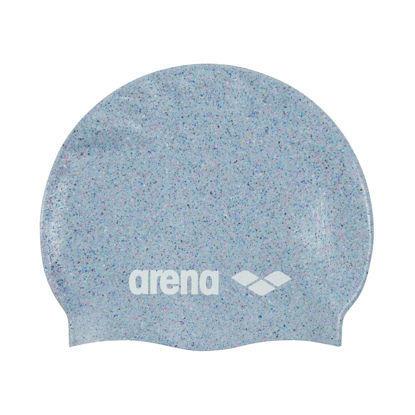 Picture of Arena Classic Unisex Recycled Silicone Swim Cap for Women and Men, Intensive Training and Racing Comfortable Long Hair Swimming Hat, Gray/Multi