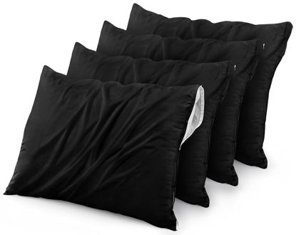 Picture of Utopia Bedding Waterproof Pillow Protectors Zippered (4 Pack, Black) Queen Size, Bed Bug Proof Pillowcases, Pillow Encasement Covers 20 x 28 Inches