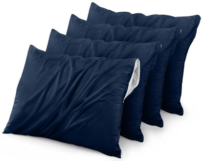 Picture of Utopia Bedding Waterproof Pillow Protectors Zippered (4 Pack, Navy) King Size, Bed Bug Proof Pillowcases, Pillow Encasement Covers 20 x 38 Inches