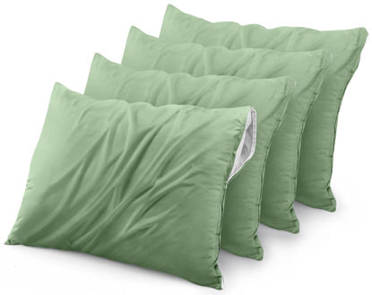 Picture of Utopia Bedding Waterproof Pillow Protectors Zippered (4 Pack, Sage) Standard Size, Bed Bug Proof Pillowcases, Pillow Encasement Covers 20 x 26 Inches