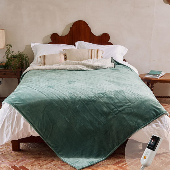 Picture of GOTCOZY Heated Blanket Twin Size - Electric Blanket with 6 Heating Level & 10 Hour Auto Off Heating Blanket, ETL Certified (62X84 Inch Green)