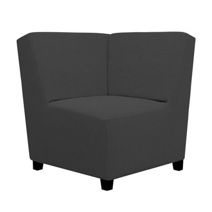 Picture of Easy-Going Stretch Sectional Corner Sofa Slipcover 1-Piece Couch Sofa Cover Furniture Protector Soft with Elastic Bottom for Kids, Pet, Spandex Jacquard Fabric Dark Gray