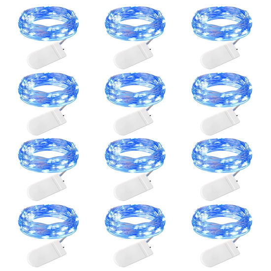 Picture of Brightown 12 Pack Led Fairy Lights Battery Operated String Lights Waterproof Silver Wire 7 Feet 20 Led Firefly Starry Moon Lights for DIY Wedding Party Bedroom Patio Christmas (12 Pack, Blue)