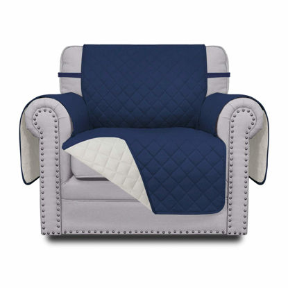Picture of Easy-Going Chair Sofa Slipcover Reversible Sofa Cover Water Resistant Couch Cover Furniture Protector Cover with Elastic Straps for Pets Kids Children Dog Cat (Chair, Navy/Ivory)