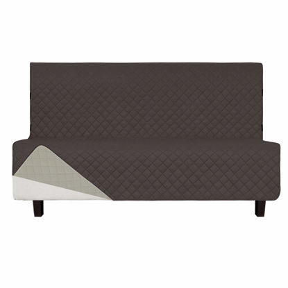 Picture of Easy-Going Futon Sofa Slipcover Reversible Sofa Cover Armless Futon Cover Furniture Protector Couch Cover Water Resistant Pets, Kids, Children, Dog, Cat (Futon, Chocolate/Beige)