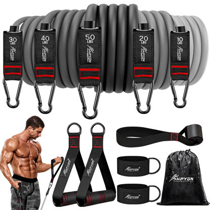 Picture of Exercise Resistance Bands Set for Women, 100lbs Workout Bands with Handles, Exercise Gifts for Women, Wife, Daughter, Mother, Great for Resistance Training, Yoga, Physical Therapy, Shape Body…