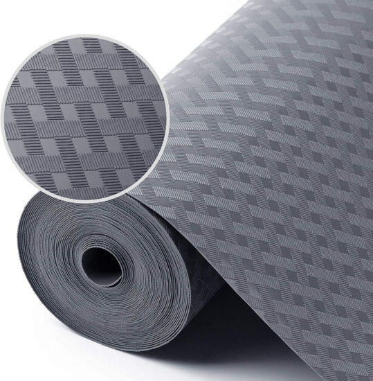 Picture of Shelf Liners for Kitchen Cabinets Refrigerator Liners Waterproof & Oil-Proof Kitchen Cupboard Liner Non-Slip Drawer Mats EVA Material Non Adhesive Fridge Liner for Shelves - Gray 11.8 x 393.7 inches