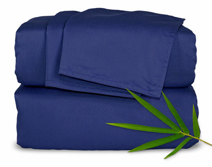 Picture of Full Sheets by Pure Bamboo, Genuine 100% Organic Viscose Derived from Bamboo Bed Sheet Set, Luxuriously Soft & Cooling, Double Stitching, Lifetime Quality Promise (Full, Cobalt Blue)