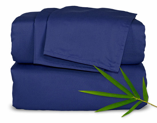 Picture of Full Sheets by Pure Bamboo, Genuine 100% Organic Viscose Derived from Bamboo Bed Sheet Set, Luxuriously Soft & Cooling, Double Stitching, Lifetime Quality Promise (Full, Cobalt Blue)