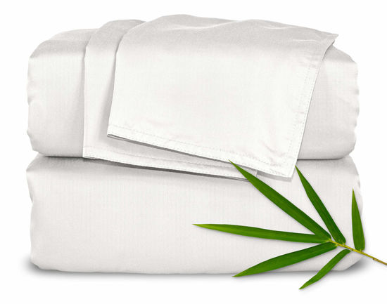 Picture of Short Queen Sheets by Pure Bamboo for RV Camper (60"x75") - Genuine 100% Organic Viscose Derived from Bamboo Bed Sheet Set, Soft & Cooling, Lifetime Quality Promise (Short Queen, White)