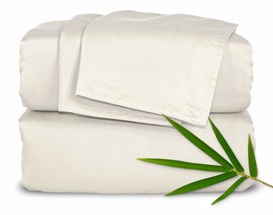 Picture of Short Queen Sheets by Pure Bamboo for RV Camper (60"x75") - Genuine 100% Organic Viscose Derived from Bamboo Bed Sheet Set, Soft & Cooling, Lifetime Quality Promise (Short Queen, Ivory)