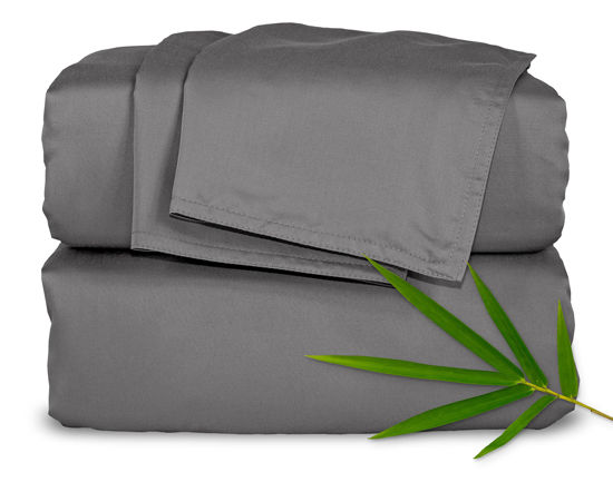 Picture of Full Sheets by Pure Bamboo, Genuine 100% Organic Viscose Derived from Bamboo Bed Sheet Set, Luxuriously Soft & Cooling, Double Stitching, Lifetime Quality Promise (Full, Graphite)