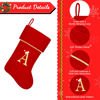 Picture of Subyan 20 Inches Initial Monogram Green Christmas Stocking, Personalized Large Embroidered Letter Velvet Christmas Stocking with Gold Trim Decoration for Family Christmas Holiday Party Decor(Letter W)