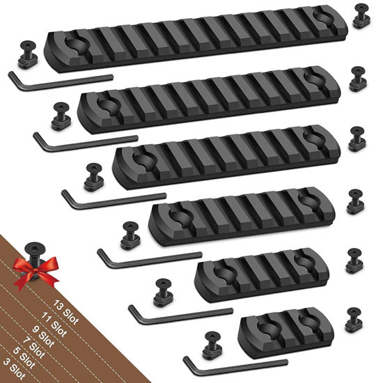 Picture of Bontok Single Picatinny Aluminum Accessory Rail Set for Mlock 3 5 7 9 11 13 Slots with 13 T-Nuts & Screws, 6 Allen Wrench-Rounded Corner