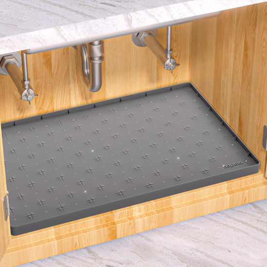 Picture of Sdpeia Under Sink Mat for [28" x 22"] Cabinet, Upgraded Silicone Waterproof Mat Kitchen Cabinet Liner Cabinet Protector Kitchen Organizers and Storage