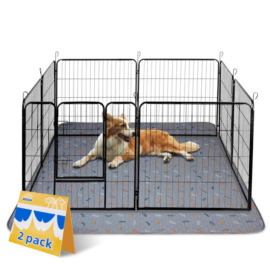 Picture of Sunheir Washable Pee Pads for Dogs Extra Large 48" x 60" 2-Pack, Reusable Puppy Pads Pet Training Pads for Dog Playpen Indoor, Waterproof Dog Pee Pads for Puppy Playpen, Whelping Pad - Light Grey