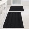 Picture of H.VERSAILTEX Black Bathroom Rug Set Extra Thick Striped Bath Mats for Bathroom Floor 2 Piece, Anti-Slip Bath Mat Set Soft Plush Chenille Shower Rugs for Bathroom Waterproof (20" x 32"/17" x 24")