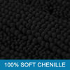Picture of H.VERSAILTEX Black Bathroom Rug Set Extra Thick Striped Bath Mats for Bathroom Floor 2 Piece, Anti-Slip Bath Mat Set Soft Plush Chenille Shower Rugs for Bathroom Waterproof (20" x 32"/17" x 24")