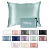 Picture of Blissy Silk Pillowcase - 100% Pure Mulberry Silk - 22 Momme 6A High-Grade Fibers - Silk Pillow Cover for Hair & Skin - Regular, Queen & King with Hidden Zipper (Standard, Mint)