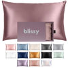 Picture of Blissy Silk Pillowcase - 100% Pure Mulberry Silk - 22 Momme 6A High-Grade Fibers - Silk Pillow Cover for Hair & Skin - Regular, Queen & King with Hidden Zipper (Queen, Plum)