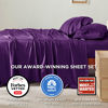 Picture of Bedsure Queen Sheet Set, Cooling Sheets for Queen Size Bed Set, Rayon Derived from Bamboo, Breathable & Soft Deep Pocket Up to 16 Inches, Hotel Luxury Silky Bedding, Bedsheet & Pillowcases, Plum