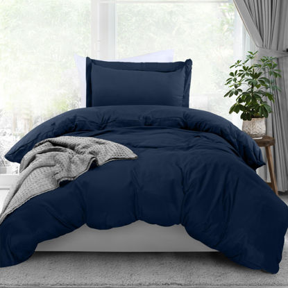 Picture of Utopia Bedding Duvet Cover Twin Size - 1 Duvet Cover with 1 Pillow Sham - 2 Pieces Bedding Duvet Cover with Zipper Closure - Soft Brushed Microfiber, 68 X 90 Inches (Twin/Twin XL, Navy)