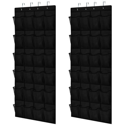 Picture of Gorilla Grip Over the Door Shoe Organizer, 2 Pack, 24 Breathable Mesh Pockets, Space Saving Hanging Storage Holder, Closet Rack Hanger Holds Up to 40 lbs, Hangs on Closets, Shoes, Accessories, Black