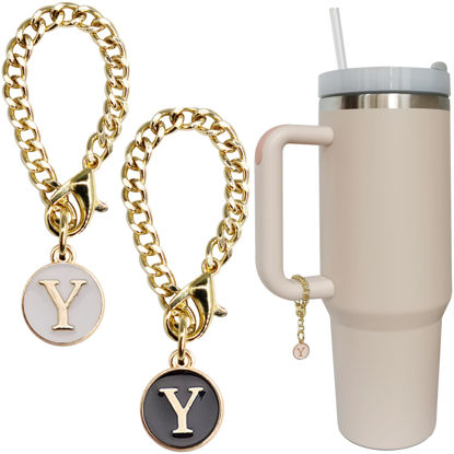Picture of Wabogove Letter Charm Accessories for Stanley Cup 2PCS Initial Name ID Personalized Handle Charm for Stanley Tumbler (Y)