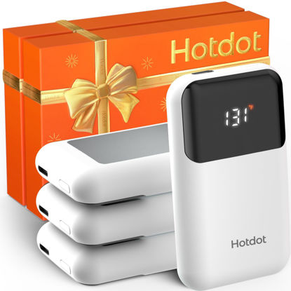 Picture of Hotdot Hand Warmers Rechargeable with Gift Box, 4 Pack Electric Hand Warmer with LED Display Battery and Temperature, 4 Heating Levels Portable Hot Hands, for Men, Women, Hunting White
