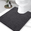 Picture of Smiry Luxury Chenille Toilet Rugs U-Shaped 24x20, Soft Absorbent Non-Slip Contour Bathroom Rugs for Toilet, Machine Washable Contoured Bath Mats, Charcoal Grey