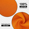 Picture of Kitinjoy 100% Cotton Kitchen Dish Cloths, 12 Pack Waffle Weave Ultra Soft Absorbent Dish Towels for Drying Dishes Quick Drying Kitchen Towels Dish Rags, 12 X 12Inch, Orange