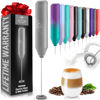 Picture of Zulay Kitchen Powerful Milk Frother Wand - Mini Milk Frother Handheld Stainless Steel - Battery Operated Drink Mixer for Coffee, Lattes, Cappuccino, Matcha - Froth Mate Milk Frother Gift - Gray