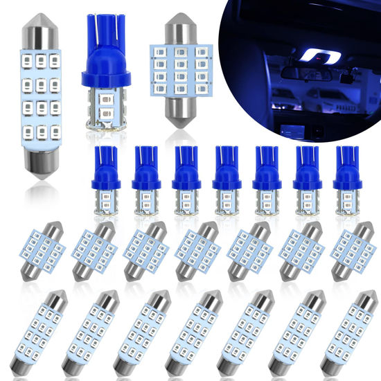 Picture of YOGEIER Car Led Bulb, Car Led Combination Set of 24 Sets, Used for Car Interior Lights, Indoor Map Dome Lights, Trunk Lights, License Lights, Etc. (Blue)